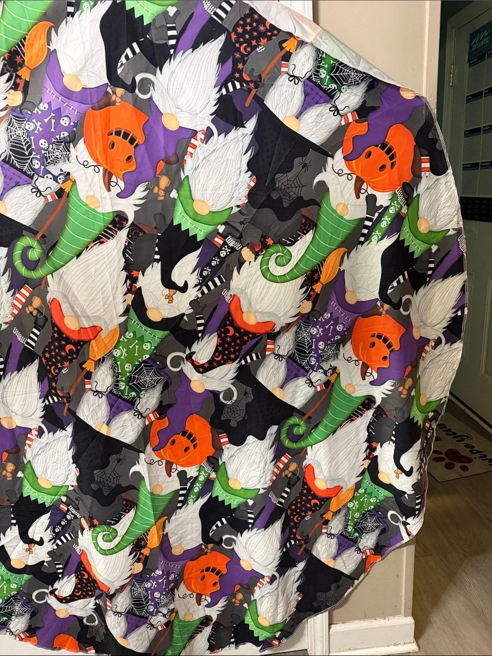Halloween Gnome Pumpkin Print Round Tablecloth NEW 70x70